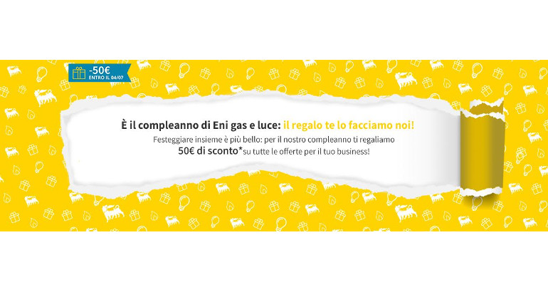 Eni gas e luce: fino a 60€ di sconto per festeggiare, entro il 04/07